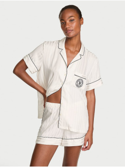 Súprava krátkeho pyžama z lesklého saténu