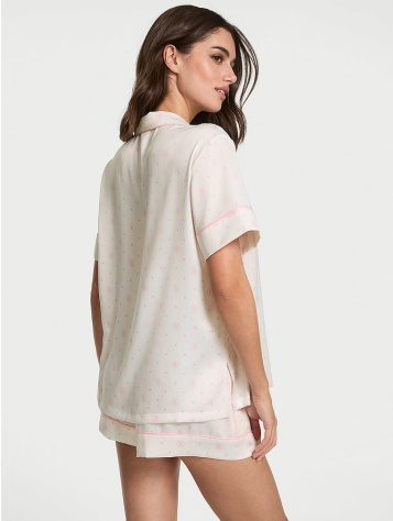 Sklenený Saténový Krátky Pyžamový Komplet