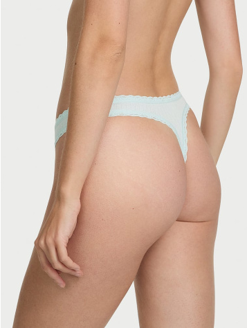 Bavlnené Pointelle Tanga Nohavičky S Čipkovým Pásom