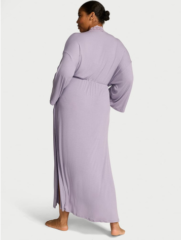 Dlhý Župan S Čipkou Z Rebrovaného Modulu