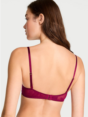 Ľahko Vystužená Demi Podprsenka S Hlbokým Výstrihom A Ružovou Čipkou